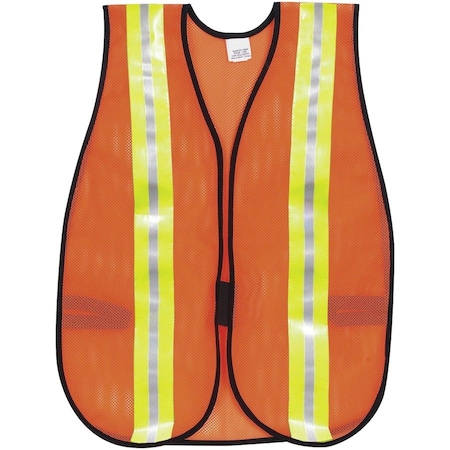 Mcr Safety Safety Vest, w/2" Lime/Silver Reflectors, 18"x47", Orange MCSCRWV201R